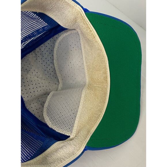 Vintage Quantum Snapback Cap Blue Reels Fishing Made in USA Adjustable One Size - Picture 6 of 7